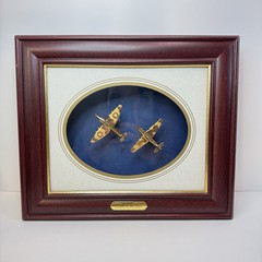 Gold Color Victory In The Skies Aircraft Model In Glazed Frame Measures 13”x11”