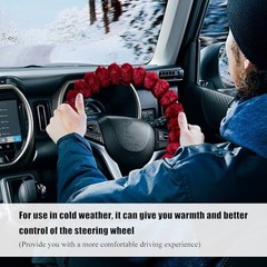 Fluffy Car Steering Wheel Cover, 14.5-15 Inches Anti-Slip Plush Fuzzy Red