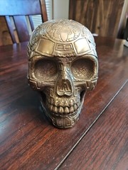 Aztec Skull Summit Collection Bronze Plated Resin Figurine Mayan Tribal Decor