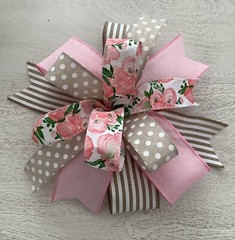 Pink & Beige Wreath Bow, Everyday Bow, Lantern Bow, Everyday Lantern Bow