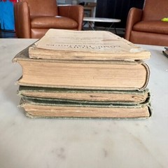 Lot Of 4 Vintage Grey Cream Green Neutral Colors Cottage Decor Shabby Chic Books
