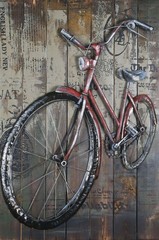 Popular Red Bicycle decoration 3D modern wall art painting quality custom SALE
