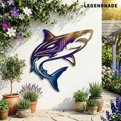 Shark Metal Wall Art, Fire Roasted Ocean Decor, Beach House Patio Sign