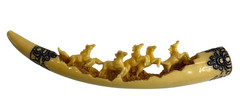 Five Running Horses Resin Tusk Sculpture Home Decor Resin No Stand 12″