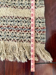 Pendleton Tan & Brown Wool Throw Blanket 57 X 52 Fringe Vintage 70s