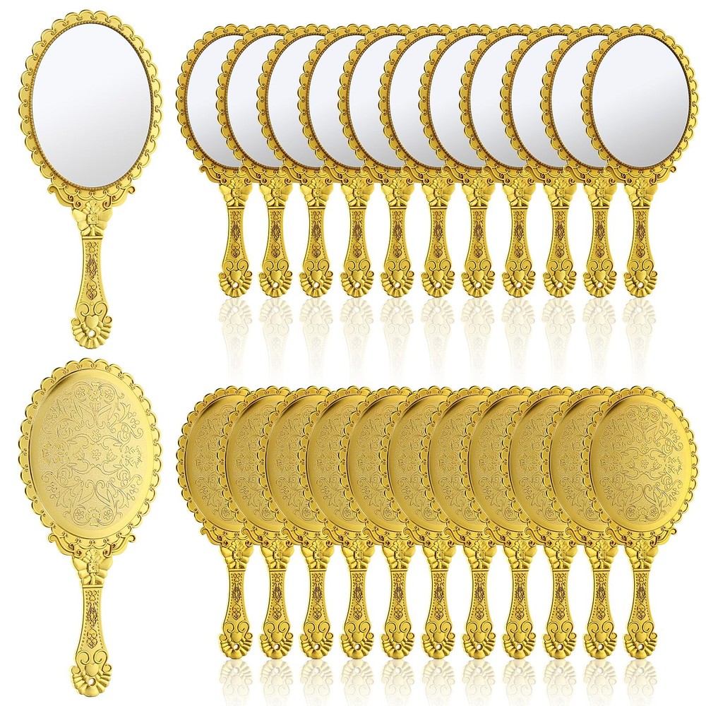24 Pcs Vintage Handheld Mirror for Makeup with 9.8″ x 4.5″, 24 Pcs, Gold