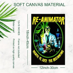 1pc Frameless Re-Animator Horror Movie Canvas Poster – Tin Metal Signs 12×18 In