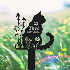 Custom Cat Memorial Garden Stake, Personalized Cat Remembrance Gift Decor