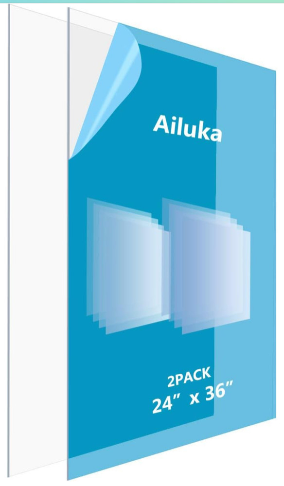 24×36 Inch Plexiglass Panels/Plastic Sheet 4 Pack, 0.03″ Thick Shatterproof