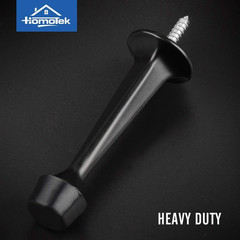 Heavy Duty Door Stopper Black Rubber Tip Baseboard Mount Non-Skid Stopper 3 Pack