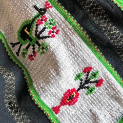 Swedish Embroidered Wool Peasant Blanket Tapestry Stripes Fringe Bright Colorful