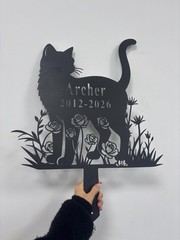 Personalized Cat Memorial Garden Stake Custom Metal Grave Marker Pet Loss Gift