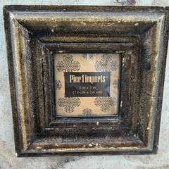 Pier 1 Imports 3″x3″ Free Standing Hanging Photo Picture Frame Rustic Faux Stone