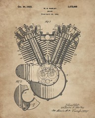 4 Harley Davidson Patent Art Prints 8×10 in. Wall Decor – Great Gift for Bikers