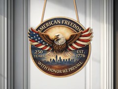 American Freedom 250th Anniversary Wall Sign with Rope
