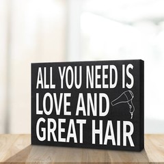 JennyGems All You Need Is Love and Great Hair Sign, Hair Stylist Salon Gift