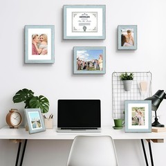 3 Pack 9×12 Blue Picture Frame for 6×8 Photo Wall Mount Gallery Display Decor