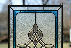 Handcrafted stained glass Clear Beveled window panel 16″ x 24″