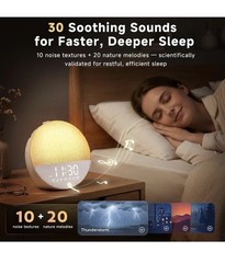 Sunrise Alarm Clock Wake Up Light White Noise Bluetooth Dimmable Khaki￼