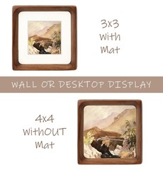 Square 4×4 Picture Frame with Mat for 3×3, Natural Walnut Wood Handcrafted Ro…