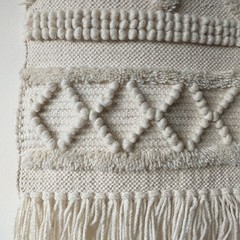 Woven Wall Hanging Tapestry Cream Boho Bohemian Art Decor Texture Geometr Fringe