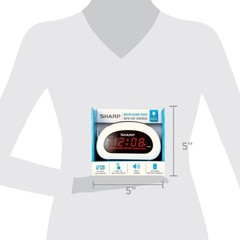Digital Sharp Alarm Clock, Cosmic Silver, Easy to Set Controls, Red LED Display