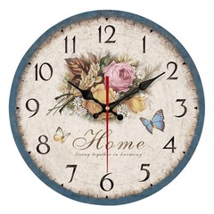 12-in Simple European Flowers Wall Clock, Frameless, Wooden, MDF, Silent