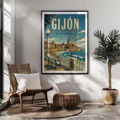 Gijón Travel Poster Print, Wall Decor
