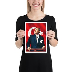 Ataturk Poster with border, Turkey art — Mustafa Kemal Ataturk print