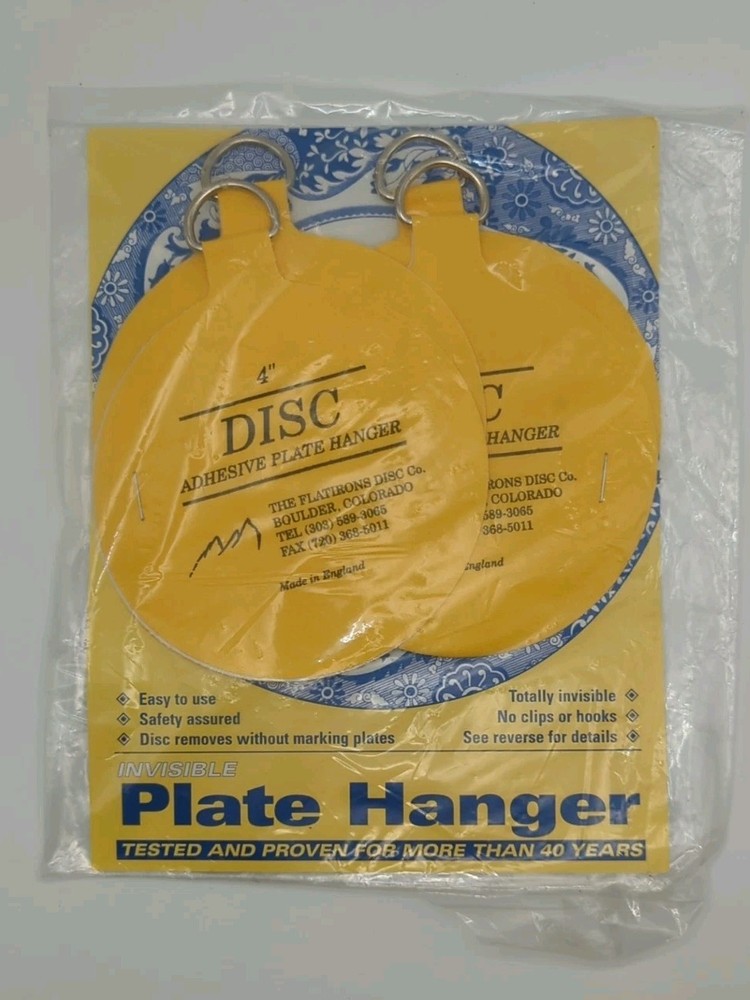 Large Plate Hanger Set – Invisible Disc Adhesive (4 Hangers, 4 Inch)