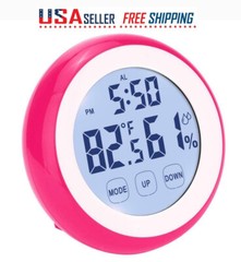 Digital Thermometer Clock, Temperature Humidity Monitor Alarm Clock Touch Screen