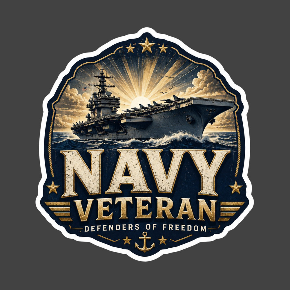 Navy Veteran Sticker Vinyl Decal Defenders of Freedom Aircraft Carrier