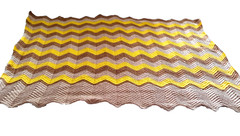 Hand Crochet Afghan Lap Throw Chevron Zigzag Granny Core Yellow Tan 54″x45″