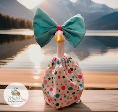 Desk Goose 7-9 Inch Polka Dot Dress With Teal Bow With Elastic Band