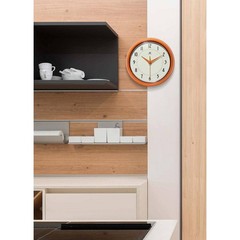 Infinity Instruments 9.5 in Orange Retro Round Metal Wall Clock Silent Quartz