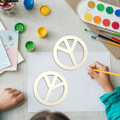 30PCS Wood Peace Sign Unfinished Wood Pease Sign Cutouts Wooden Peace Sign Hangi
