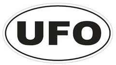 UFO Oval Bumper Sticker or Helmet Sticker D1962 Euro Oval UFO Aliens
