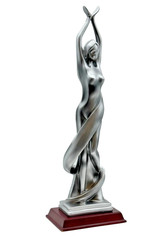Yoga Sculpture Female Art Deco Silver Statue Modern Zen Decor Figurine Feminine