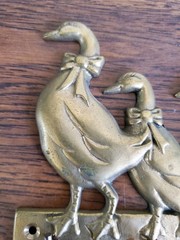 Vintage Upper Deck 1987 Solid Brass Goose Wall Hook Coat Rack Farmhouse Decor