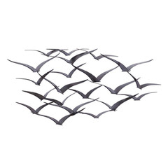 47 In. X 26 In. Metal Black Sleek Flying Flock of Bird Wall Decor