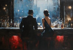 Wine Bar Figures Men and Women Canvas Home Decor Wall Art Poster Print Painting