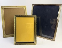 Vintage Picture Frame Lot Of 3 Metal Gold Tone MCM Mixed Varies Ornate P112