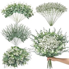 100 Pcs Mixed Artificial Eucalyptus Stems,Babys Breath Artificial 100pcs