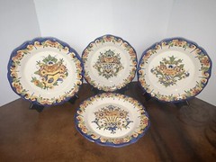 J. Willfred C. Sedek’s Peint A La Main Four (4) Wall Plates 9”, 445 DV Portugal