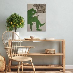 Funny Smoking Frog Wall Art Canvas Print Quirky Retro Bar Bedroom Decor
