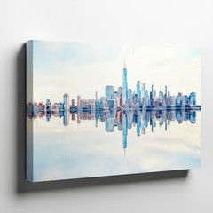 Modern New York City Skyline Canvas Wall Art Urban Cityscape Reflection Print