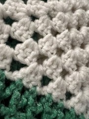 crochet granny square afghan blanket vintage 60 inch By 36 inch Green White