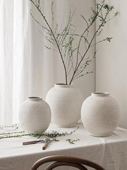 Ceramic Vase Large 9.8 Inch White Farmhouse Flower Vase for Living Room Decor
