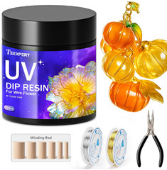 Teexpert UV Resin Dip for Wire Flowers Kit, 100g Crystal Clear UV Dip Resin with