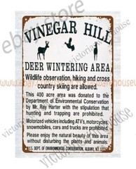 New York State Vinegar Hill Wildlife Management Deer Wintering Area metal tin